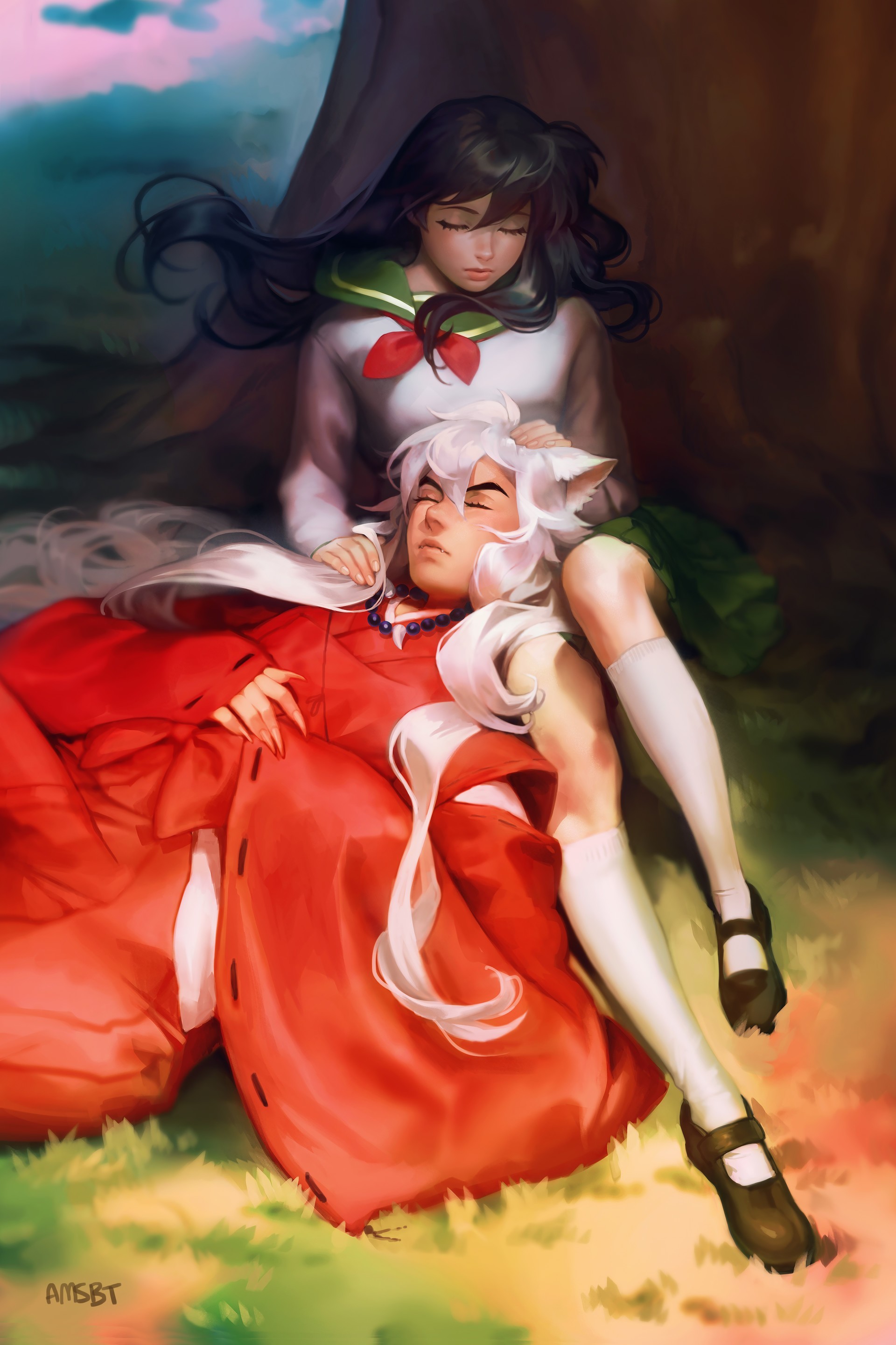 inuyasha wallpaper,cartoon,painting,illustration,art,cg artwork