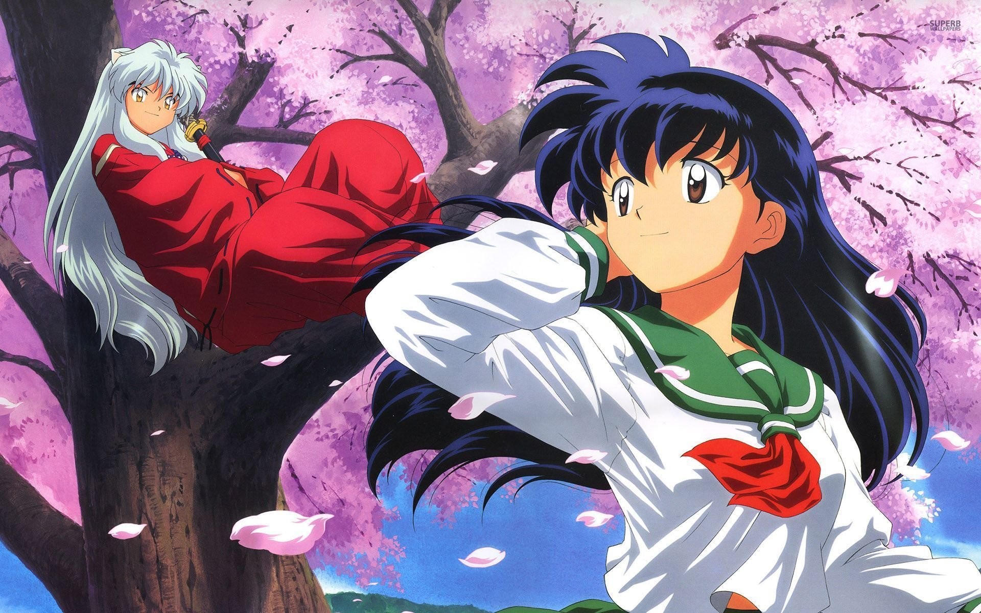 carta da parati inuyasha,cartone animato,anime,cg artwork,cartone animato,capelli neri