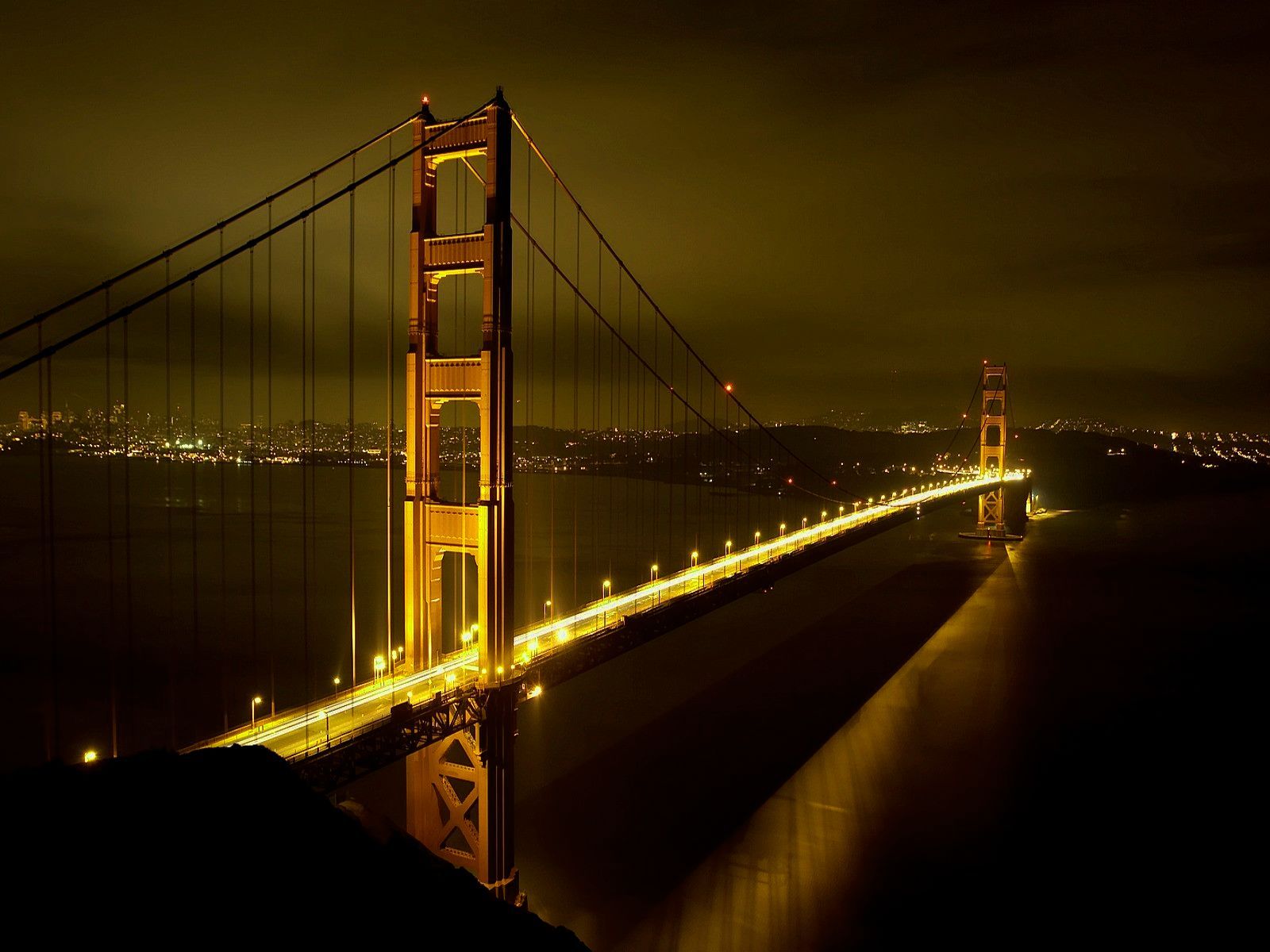 monde meilleur fond d'écran hd,pont,pont suspendu,ciel,l'eau,nuit