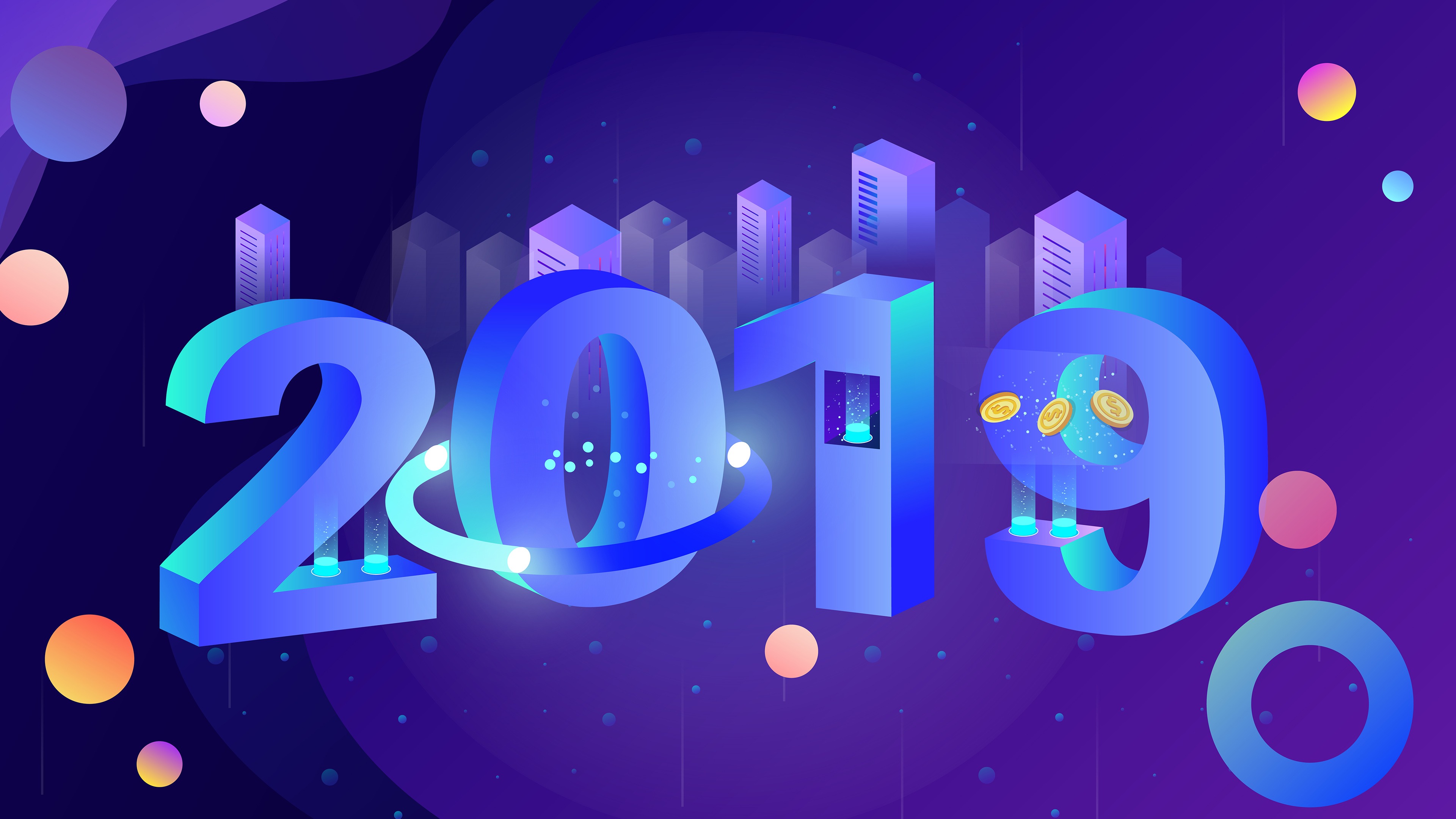 new year 3d wallpaper,blue,text,font,light,violet