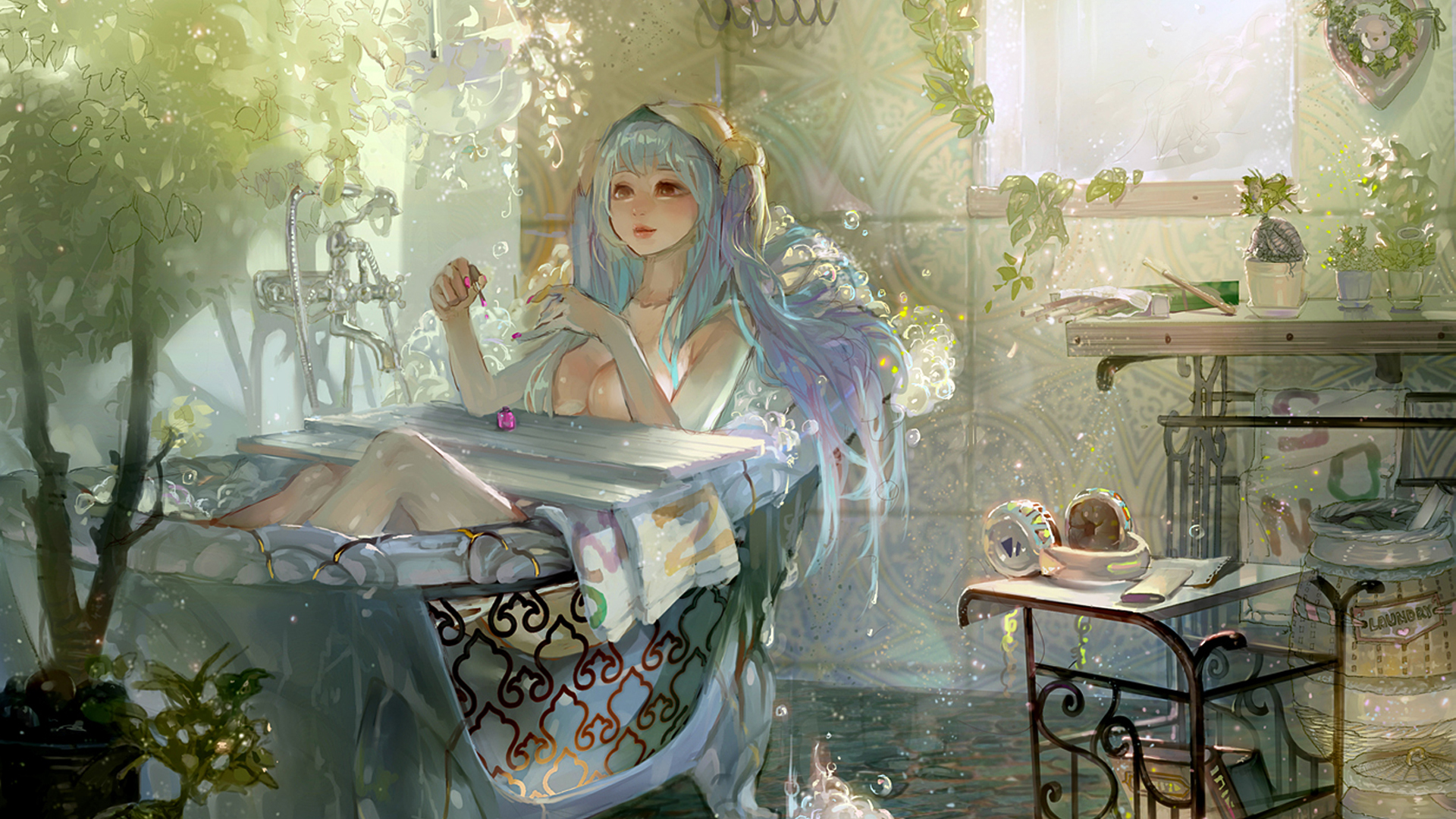 i love you sona wallpaper,cg artwork,illustration,watercolor paint,art,plant