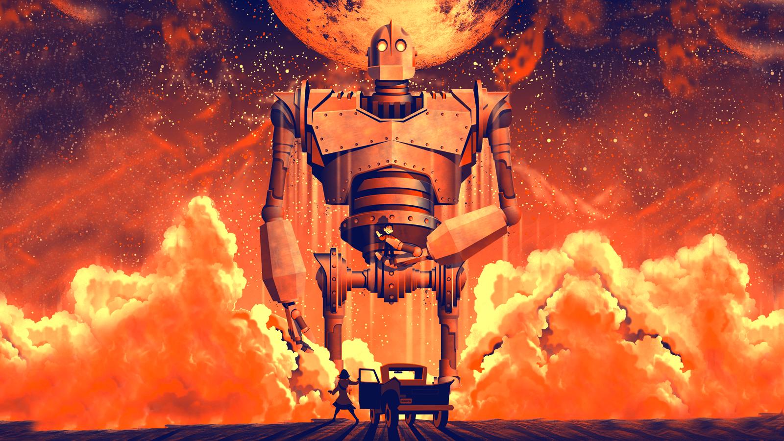 the iron giant wallpaper,fictional character,cg artwork,explosion,animation,illustration