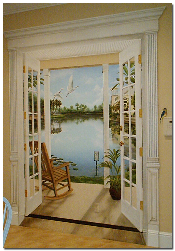 carta da parati trompe l oeil,porta,finestra,porta di casa,camera,interior design