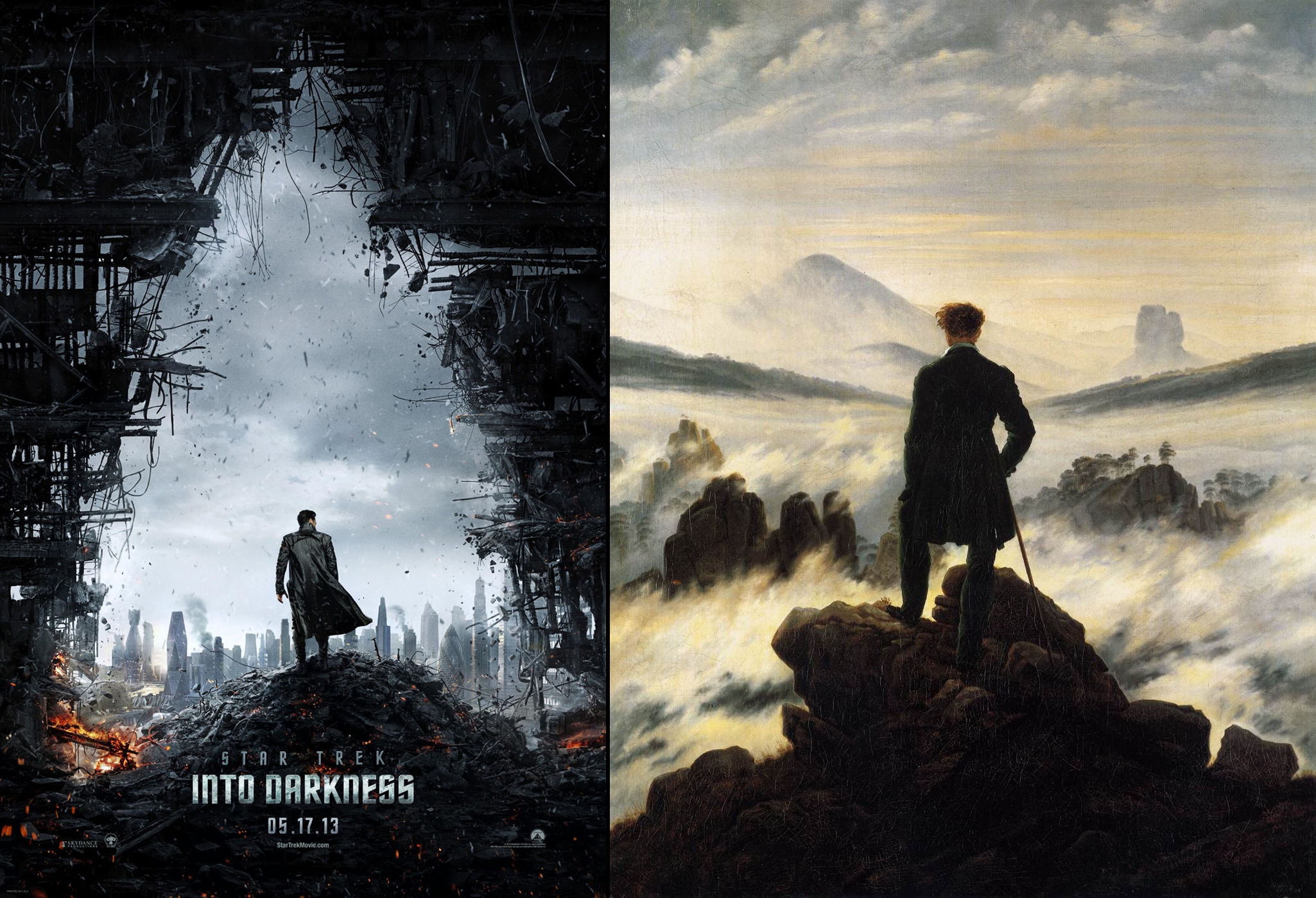 wanderer above the sea of fog wallpaper,sky,poster,photography,album cover,illustration