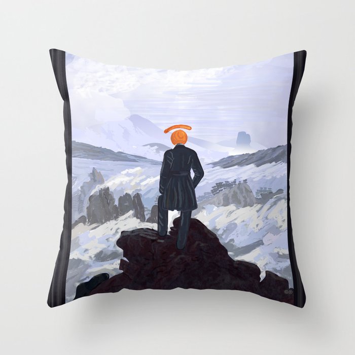 wanderer above the sea of fog wallpaper,cushion,pillow,throw pillow,furniture,linens