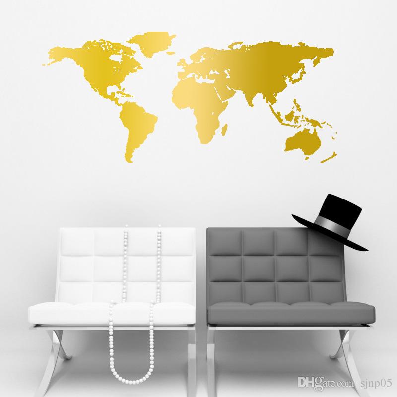 Gold World Map Wall Sticker WallpaperUse