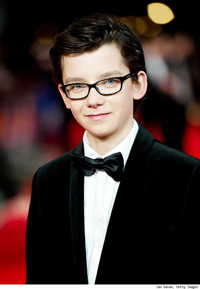 asa butterfield wallpaper,eyewear,hair,suit,bow tie,glasses