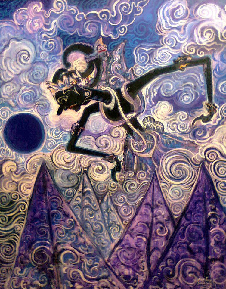 wallpaper reog ponorogo,art,purple,visual arts,mythology,pattern