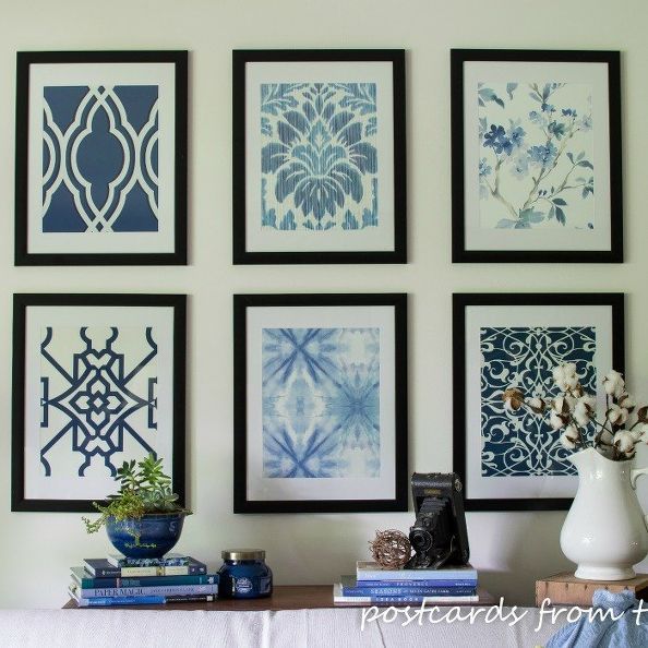 framed wallpaper art,blue,wall,room,porcelain,blue and white porcelain
