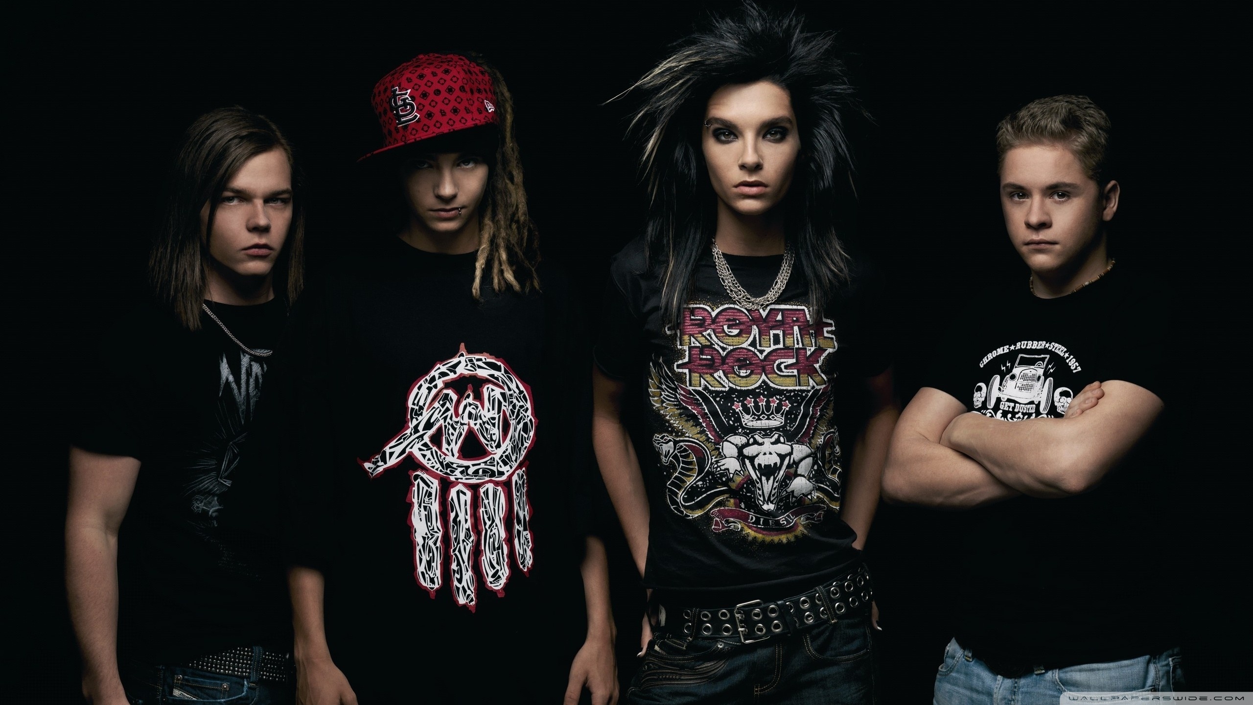 tokio hotel wallpaper,mode,t shirt,cool,blitzlichtfotografie,fotoshooting