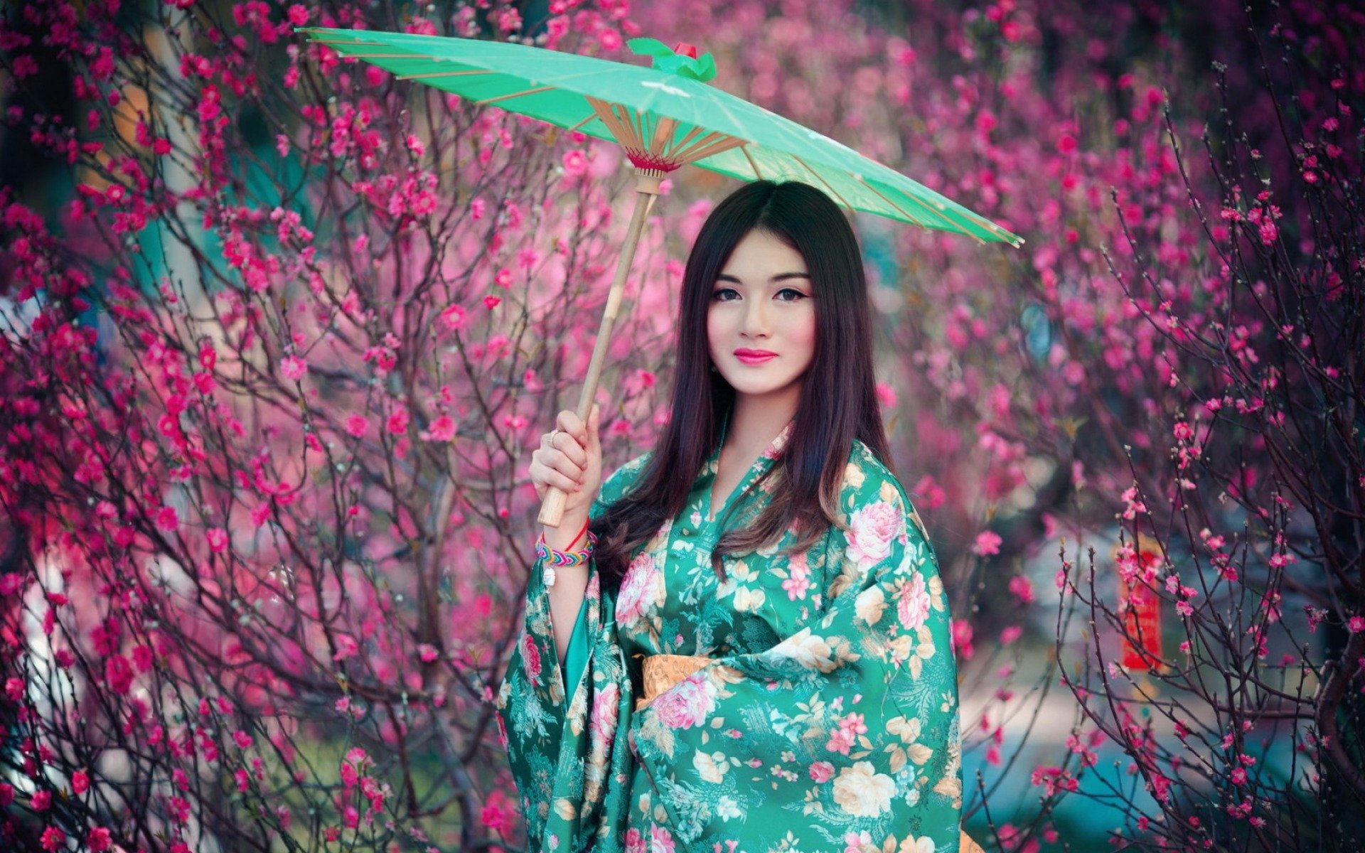 ragazza giapponese hd wallpaper,rosa,verde,bellezza,viola,moda
