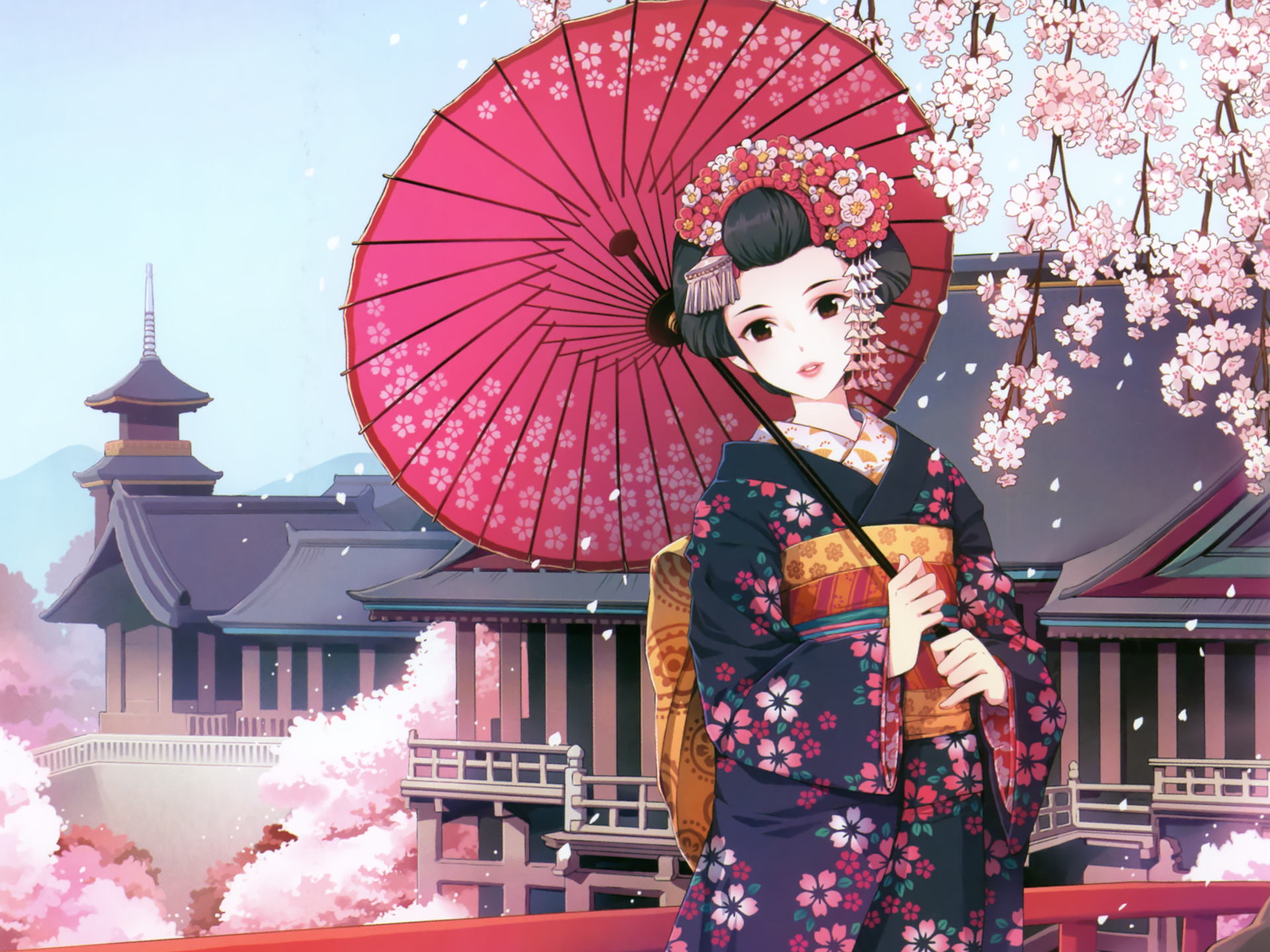 japanese girl hd wallpaper,pink,spring,umbrella,shimada,blossom