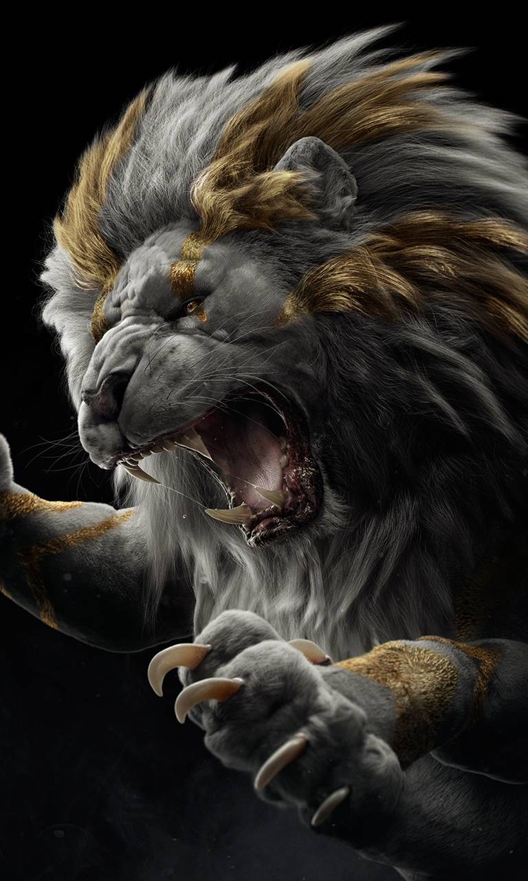 golden lion wallpaper,lion,felidae,wildlife,roar,snout