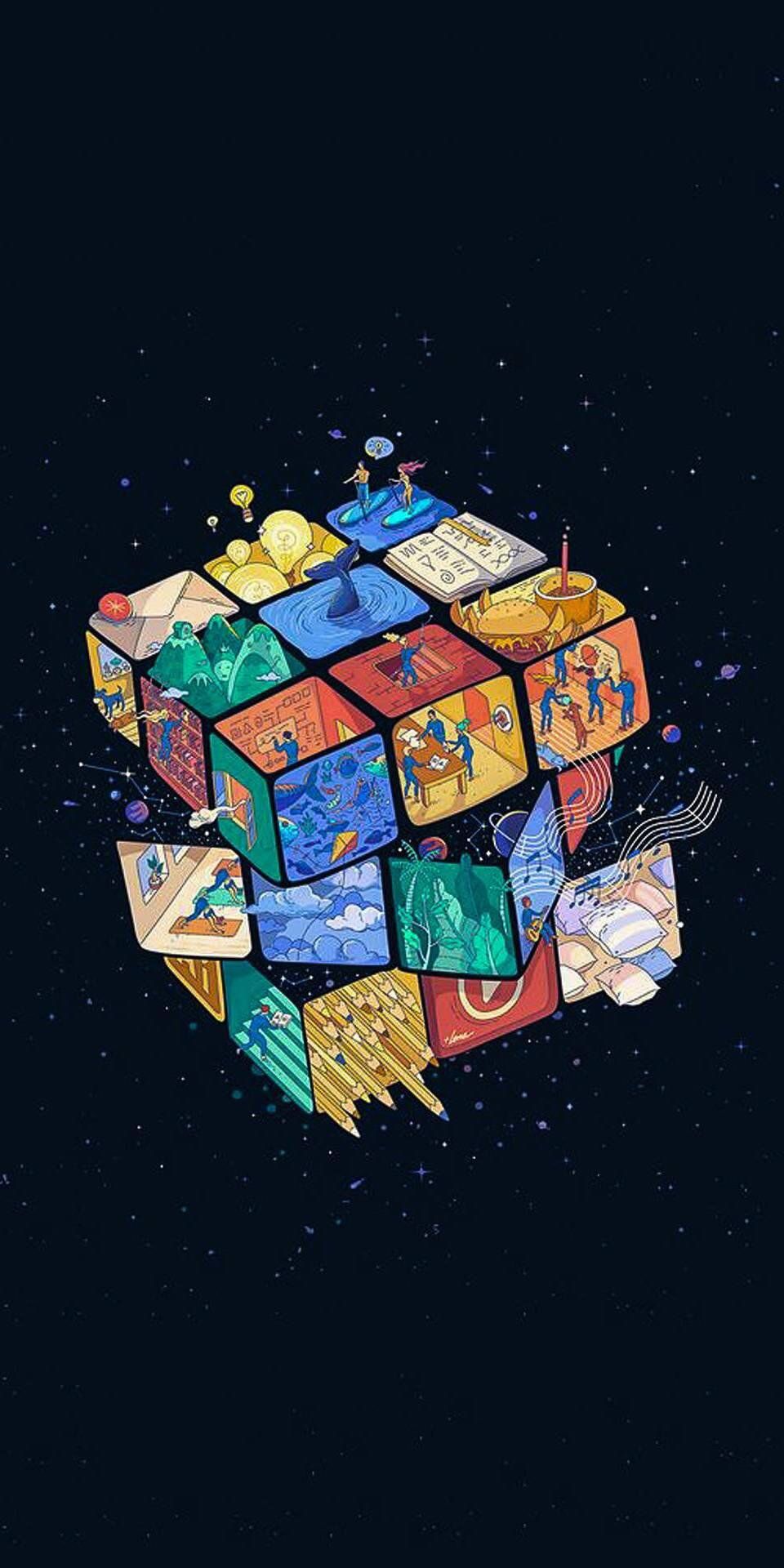 carta da parati melhores per celular,illustrazione,design,cubo di rubik,arte,disegno grafico