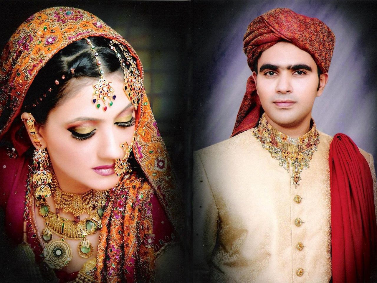 fond d'écran couple de mariage pakistanais,beauté,tradition,coiffures,la mariée,turban