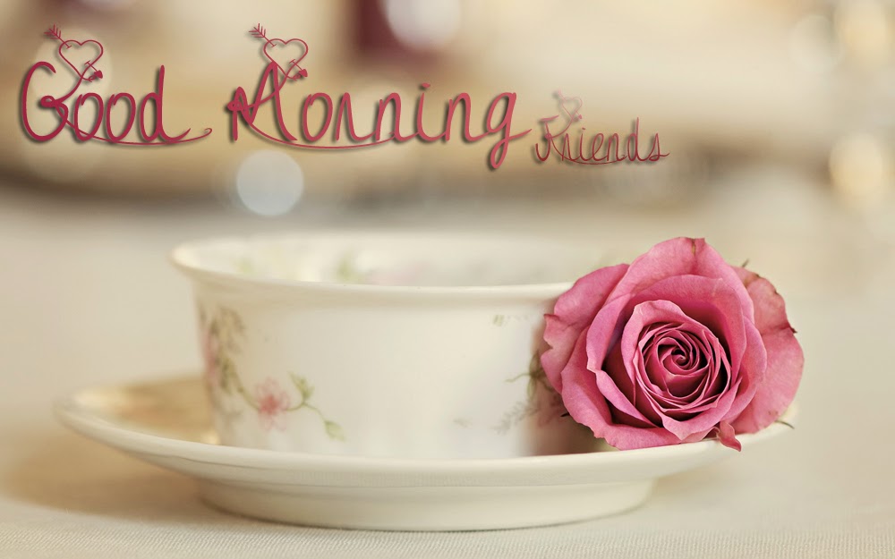 guten morgen mit blumentapeten,teetasse,tasse,rosa,schriftart,geschirr