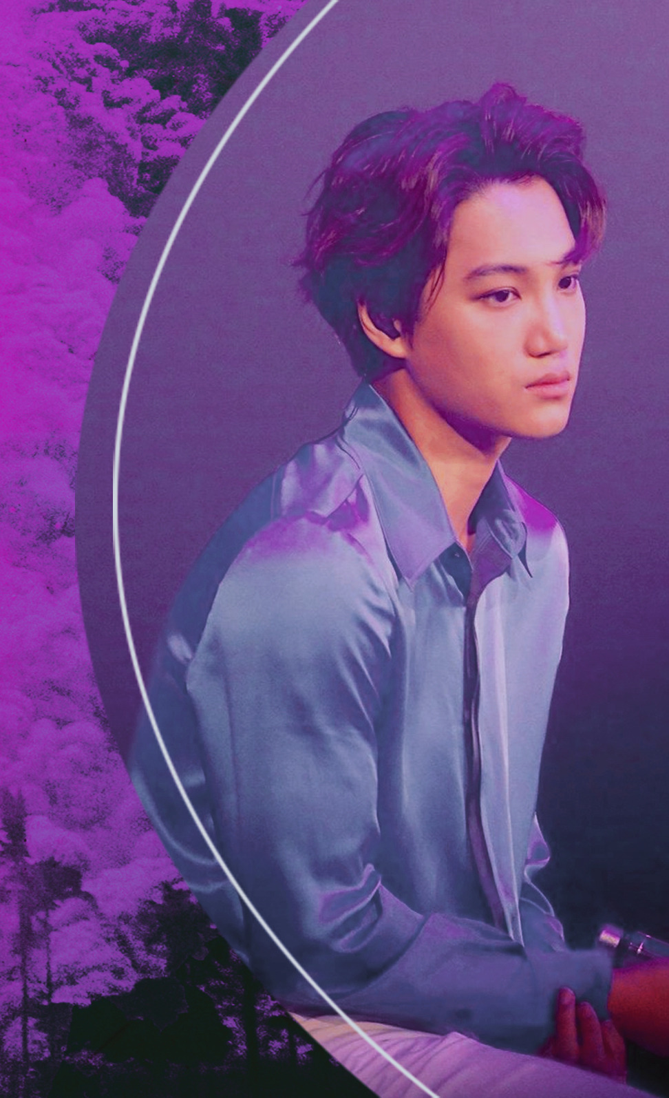 fondo de pantalla de kim jongin,violeta,púrpura,frente,cantante,cabello negro
