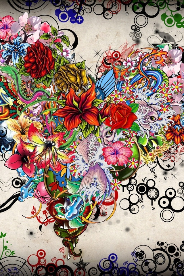 tattoo wallpaper designs,kunst,psychedelische kunst,grafikdesign,blumendesign,bildende kunst