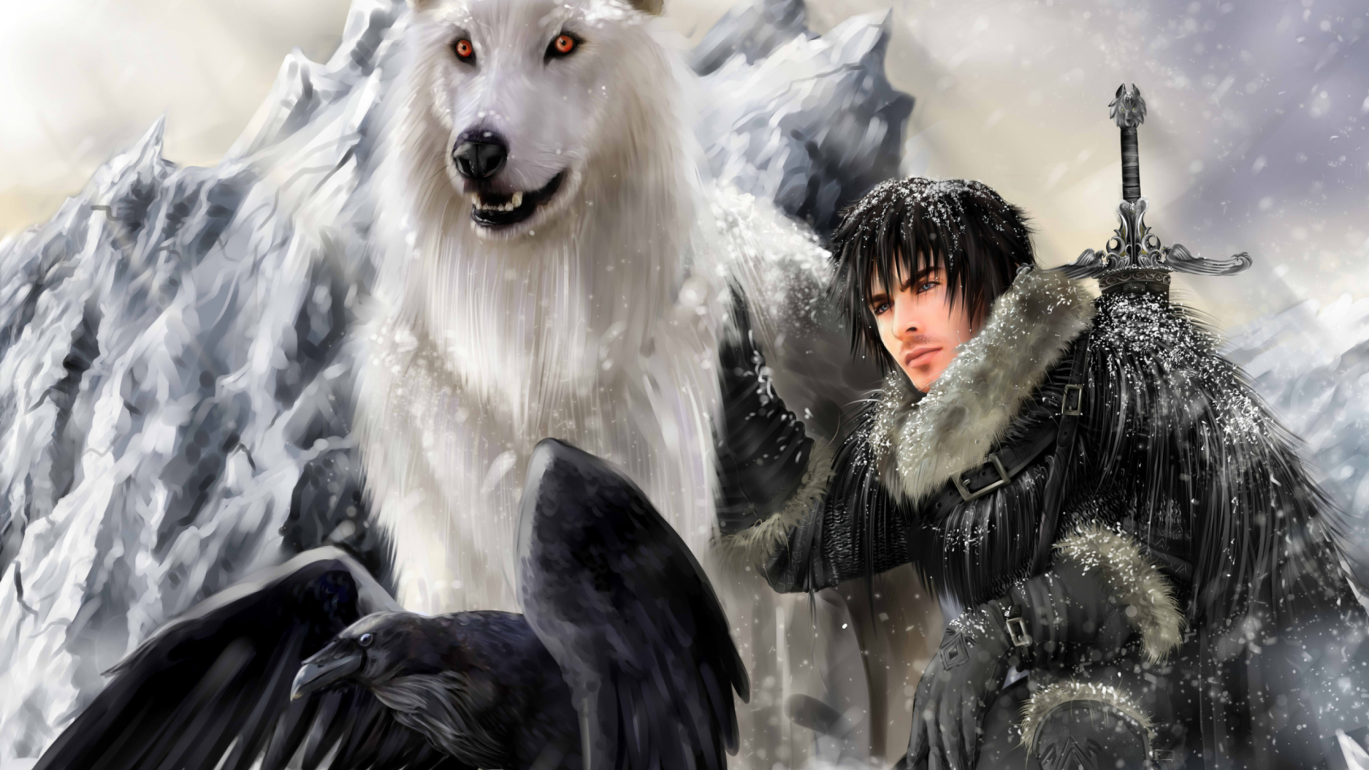 game of thrones wallpaper full hd,canidae,dog,wolf,fictional character,mythology