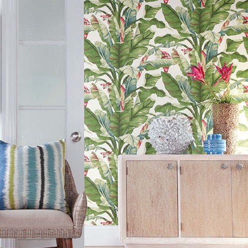 애쉬 포드 열대 벽지,초록,인테리어 디자인,벽지,방,잎