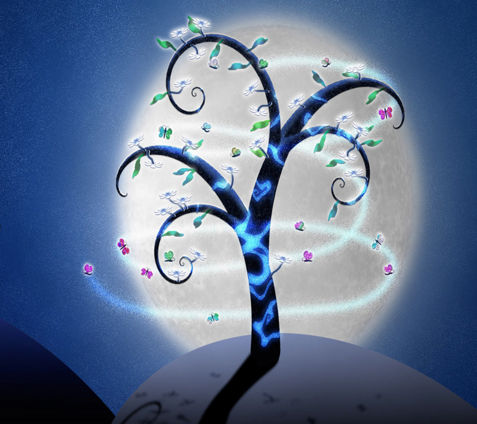 sfondi unici per android,blu,albero,cielo,pianta,illustrazione