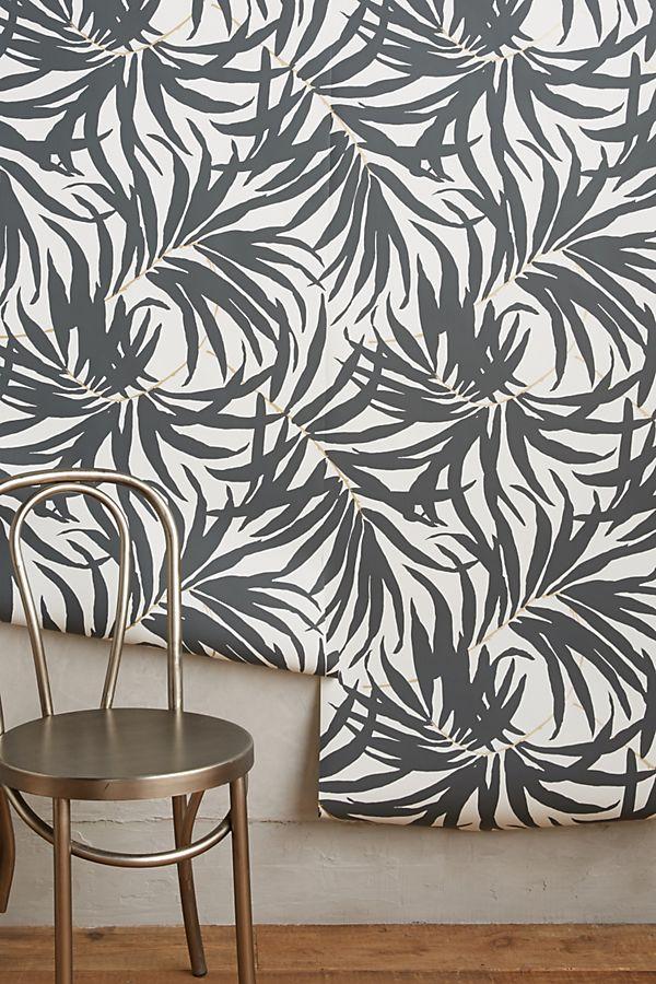 ashford tropics wallpaper,pattern,wallpaper,tree,black and white,leaf