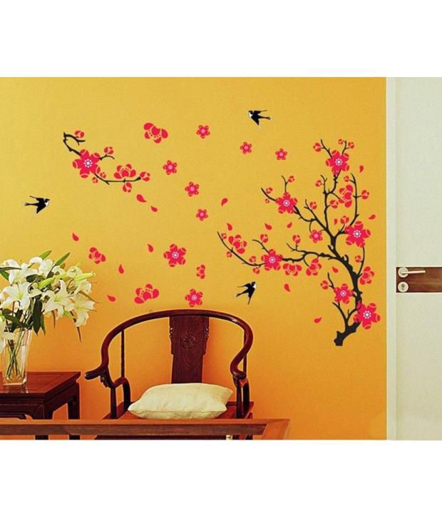 wallpaper for bedroom walls india,branch,yellow,wall sticker,orange
