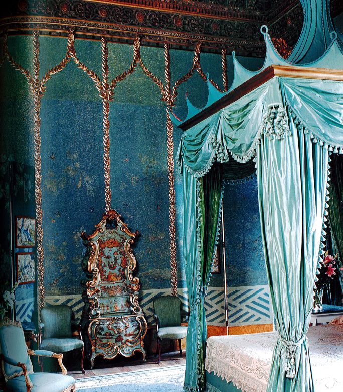 Light Blue Victorian Bedroom- WallpaperUse