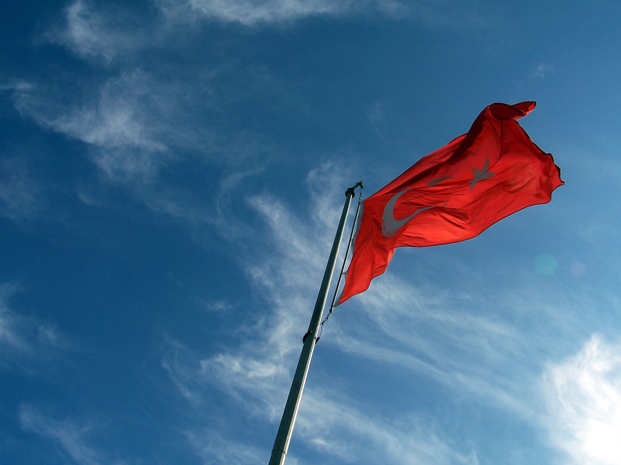 トルコの旗の壁紙,国旗,空,赤,雲,風