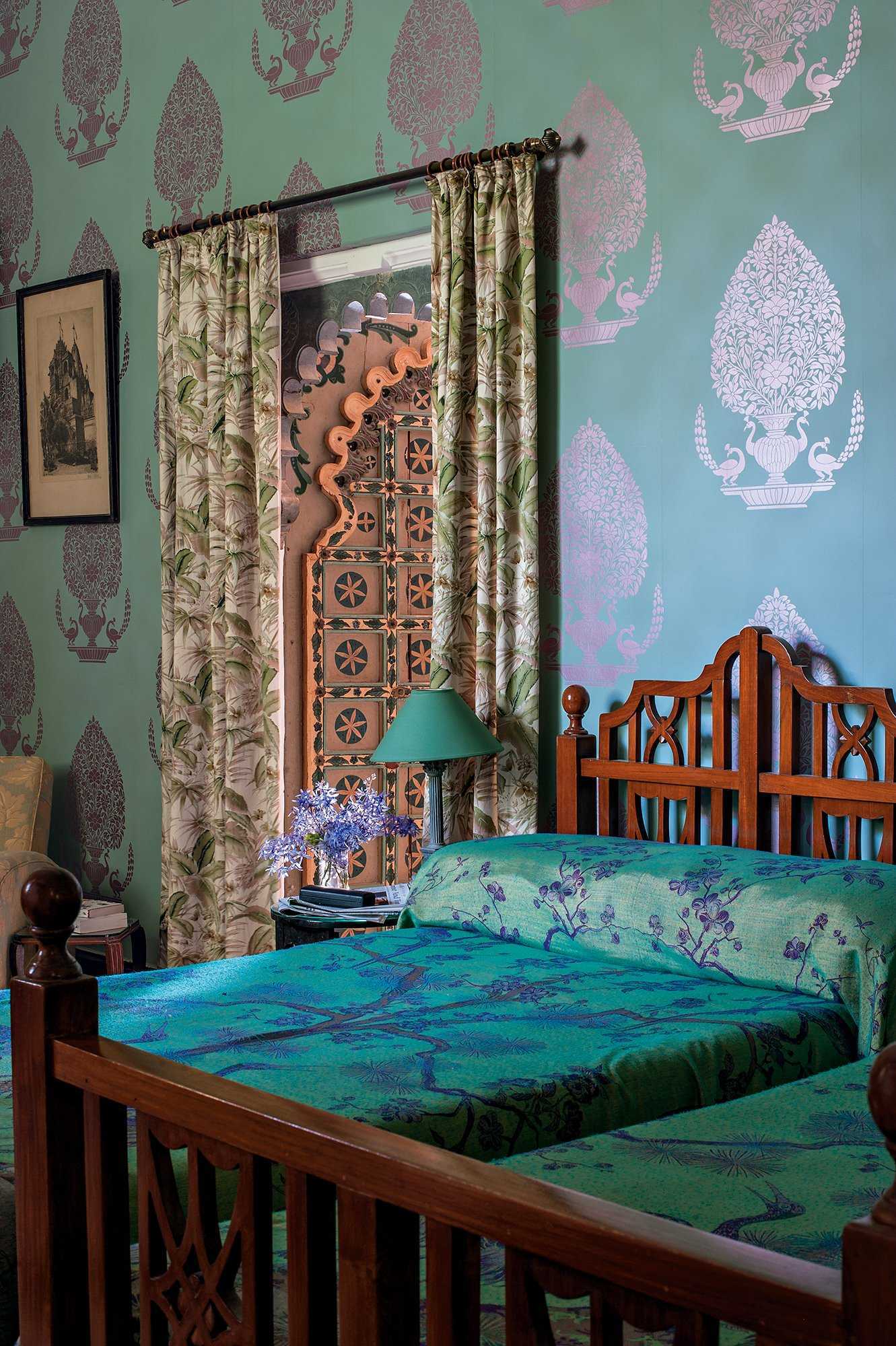 wallpaper for bedroom walls india,room,aqua,furniture,turquoise,bedroom