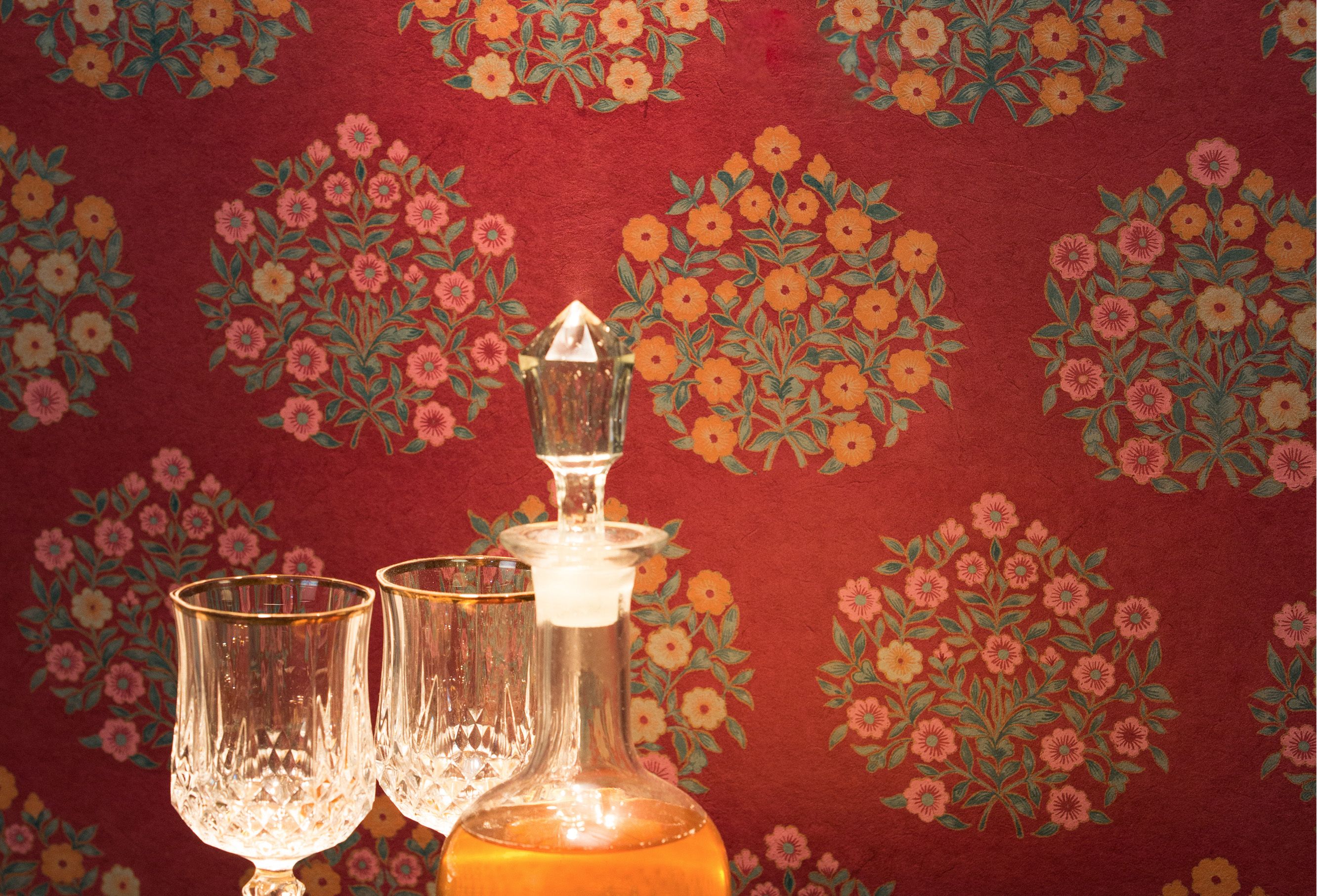 wallpaper for bedroom walls india,wallpaper,orange,textile,tapestry,lighting accessory