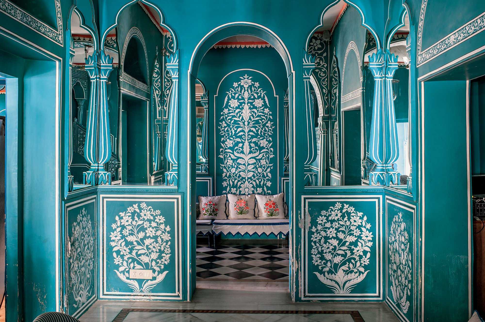 wallpaper for bedroom walls india,blue,majorelle blue,turquoise,architecture,building