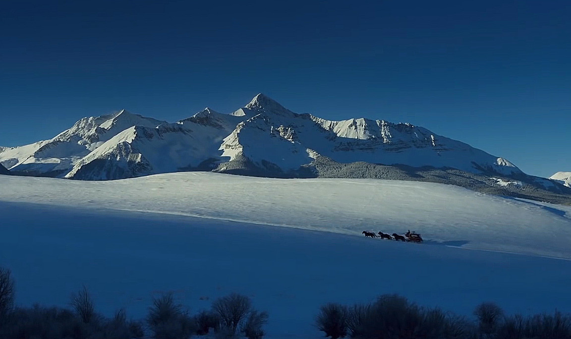 the hateful eight wallpaper,mountainous landforms,mountain,mountain range,sky,snow