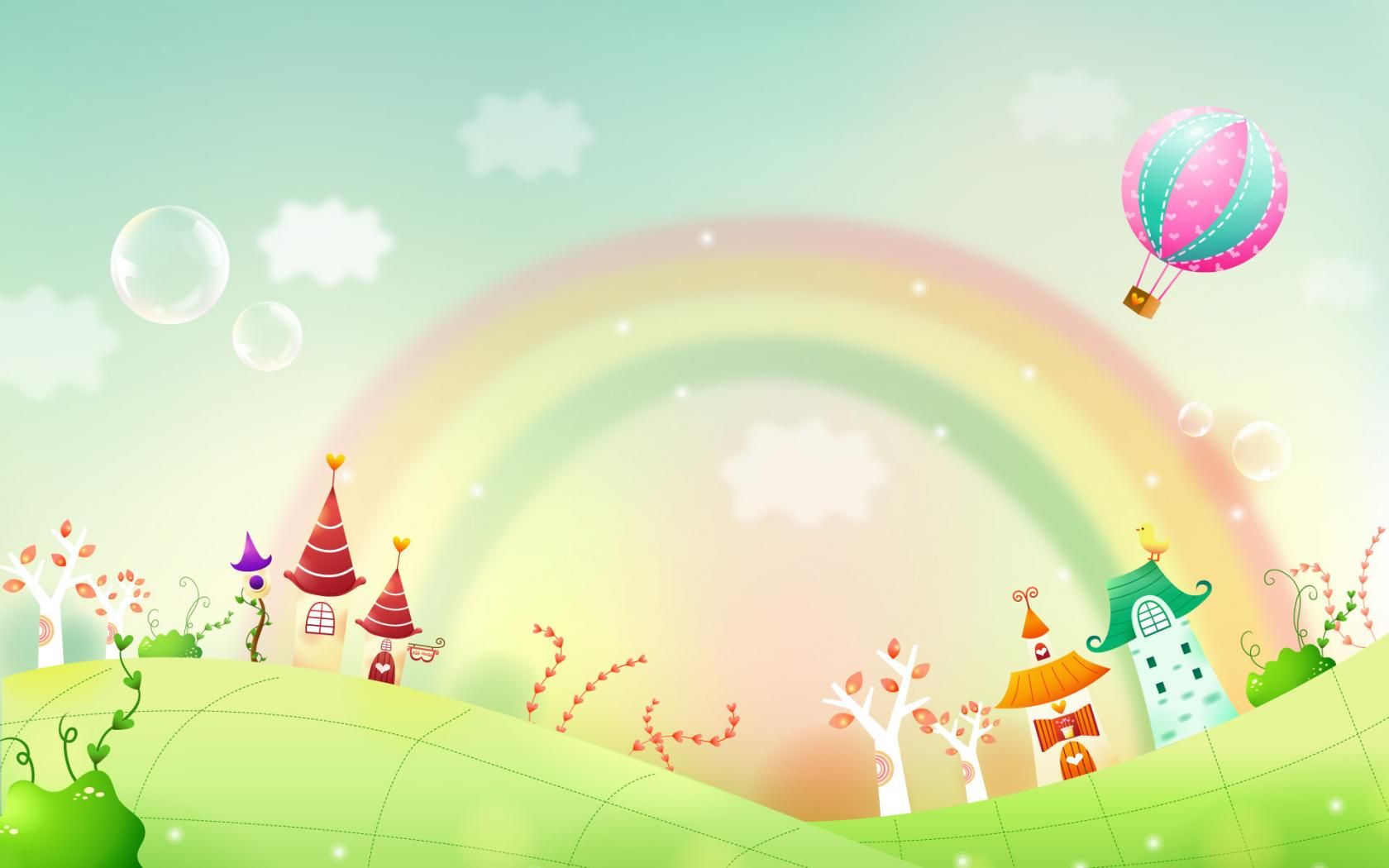 wallpapers de dibujos animados,sky,illustration,rainbow,balloon,hot air balloon