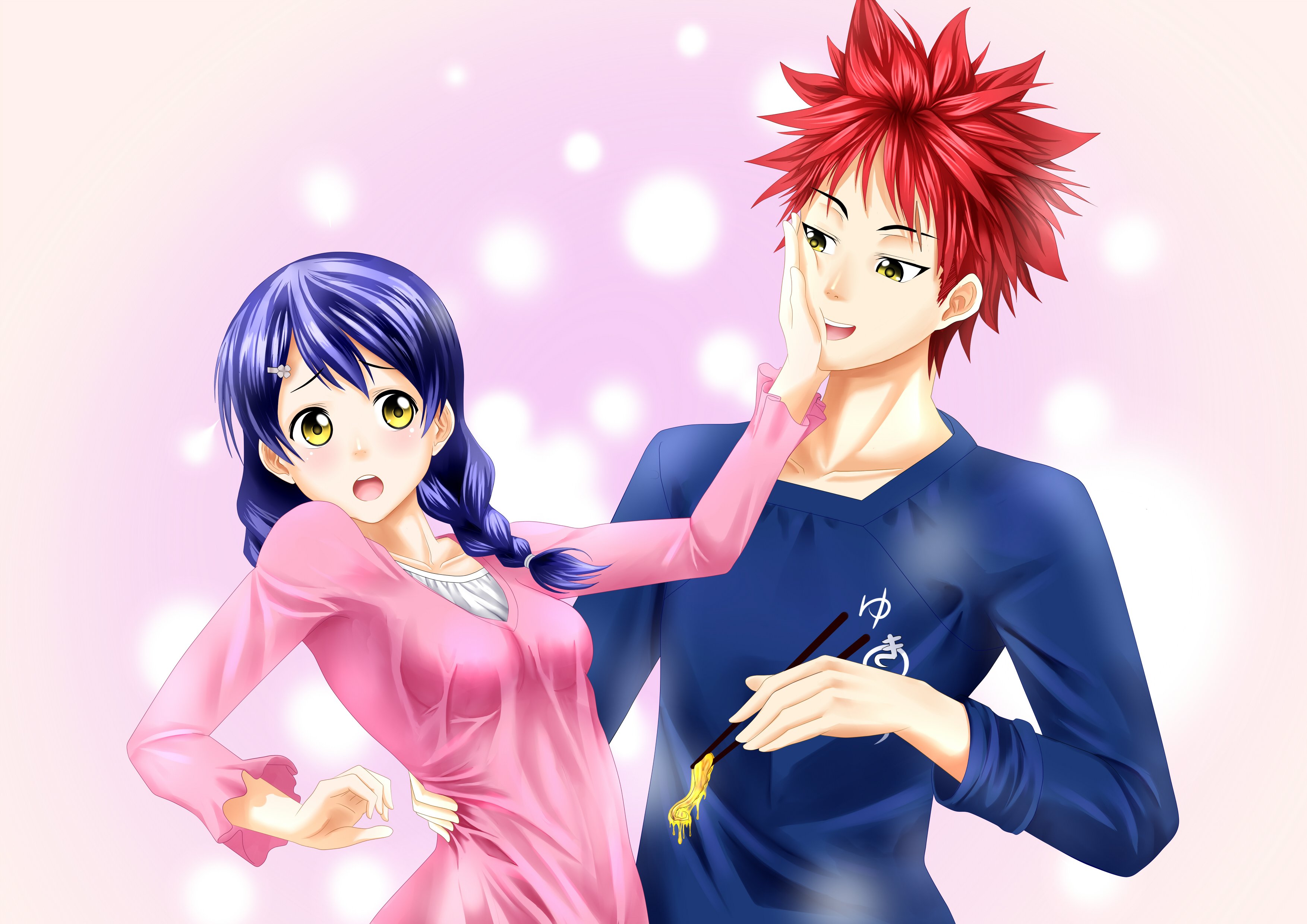 yukihira souma wallpaper,cartoon,anime,gesture,cg artwork,illustration