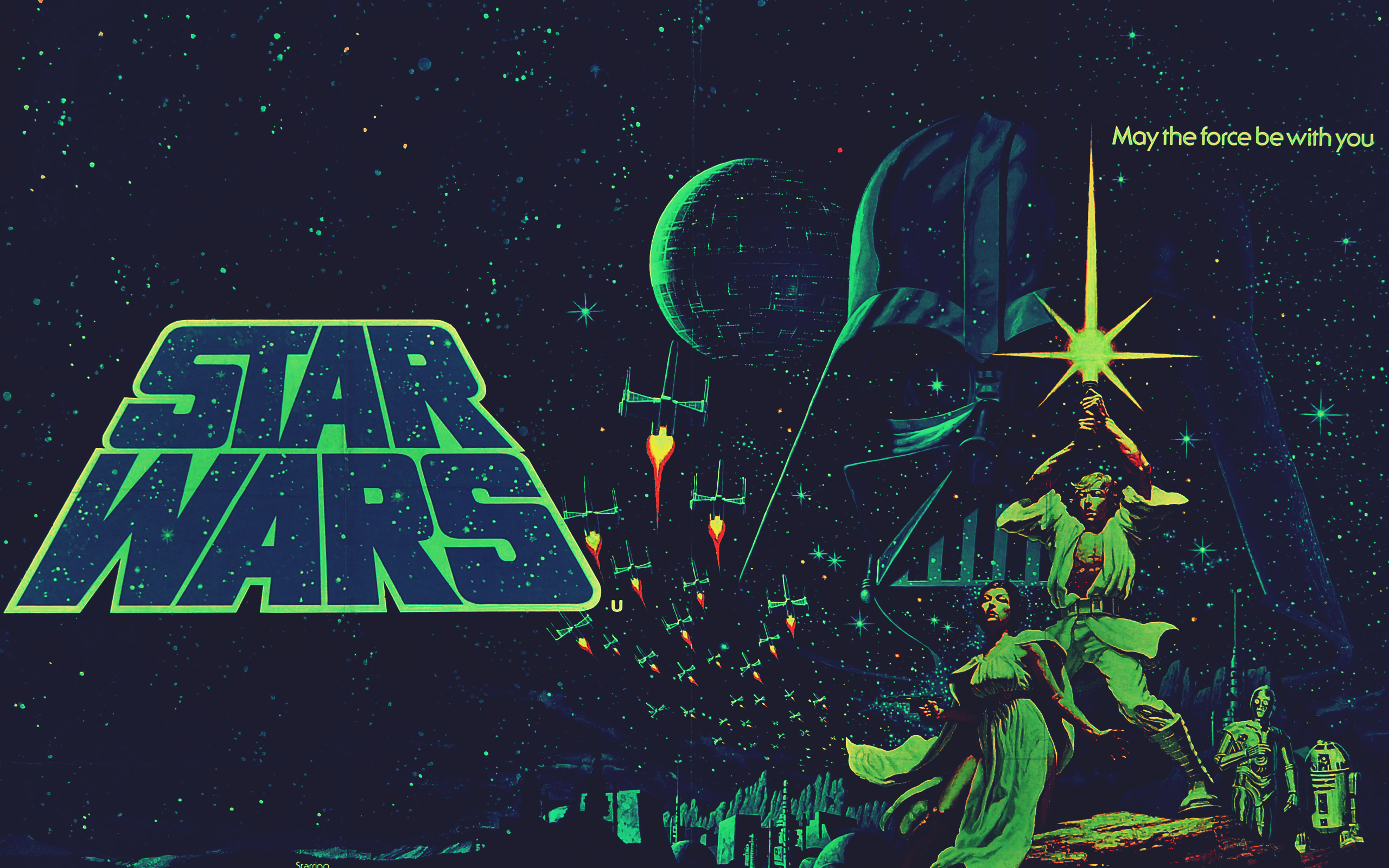 may the force be with you wallpaper,green,font,illustration,night,space