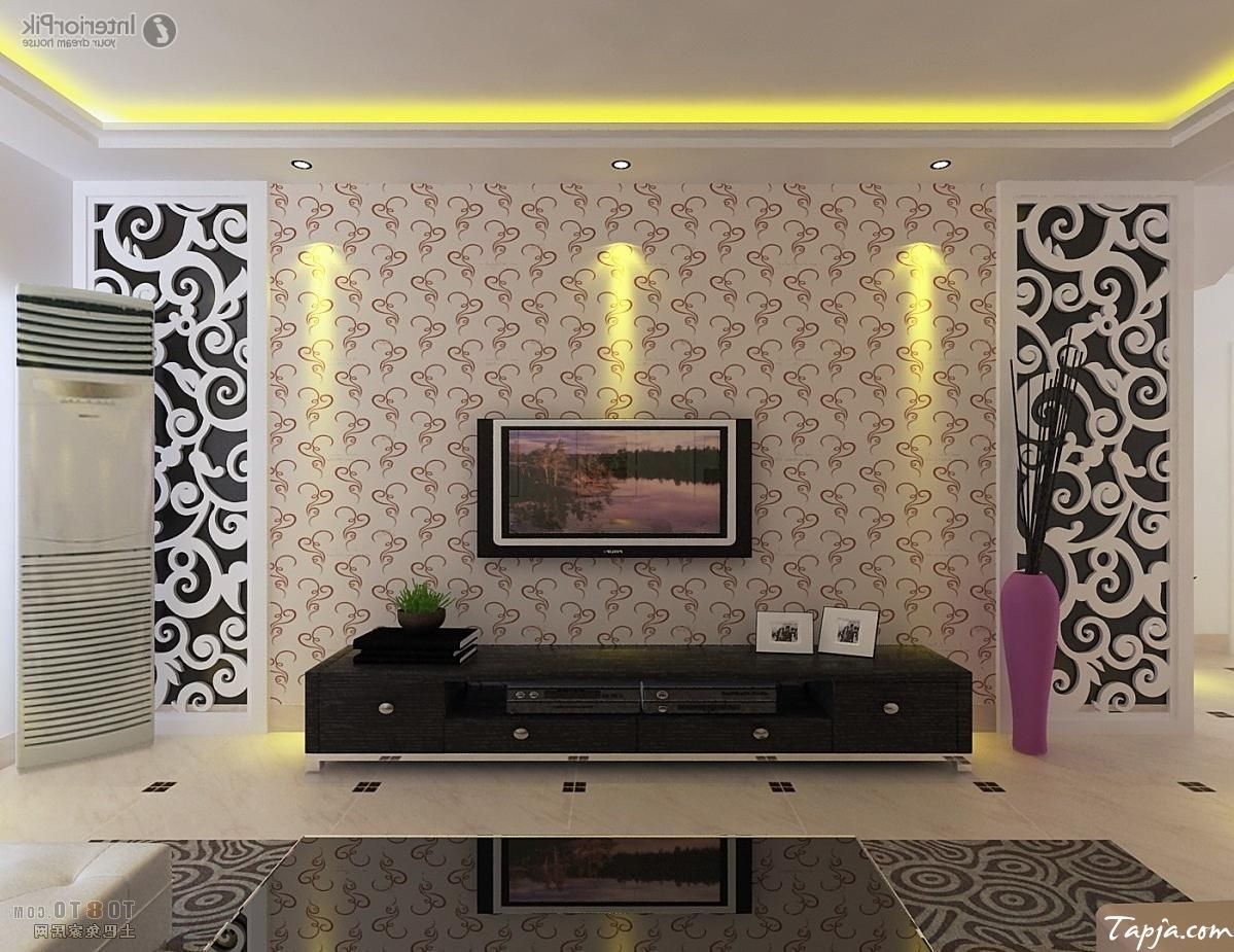 wallpaper designs for tv unit,wall,wallpaper,property,room,living room