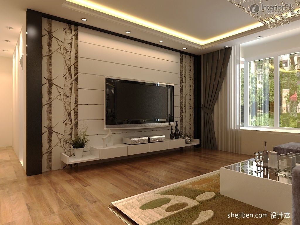 wallpaper designs for tv unit,living room,interior design,room,property,furniture
