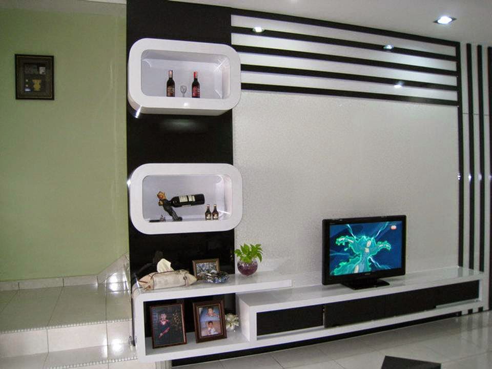 Black And White Tv Unit Design WallpaperUse