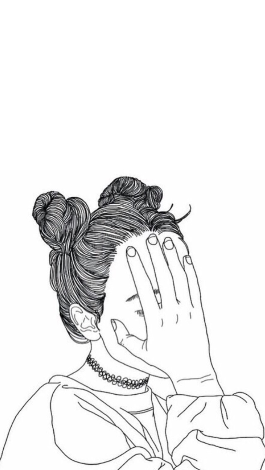 girl iphone wallpaper tumblr,hair,line art,face,white,drawing