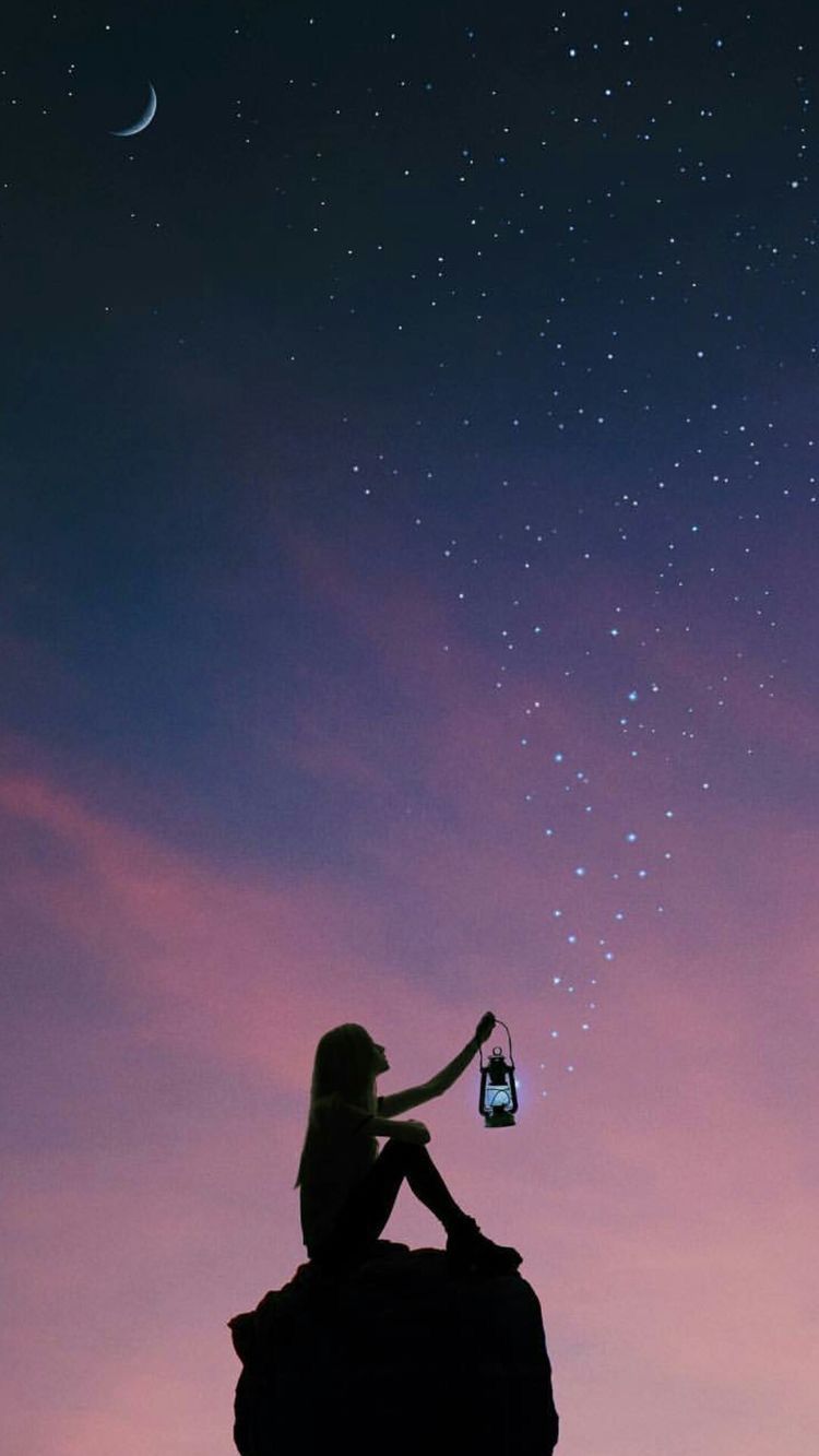 girl iphone wallpaper tumblr,sky,atmosphere,night,photography,astronomical object