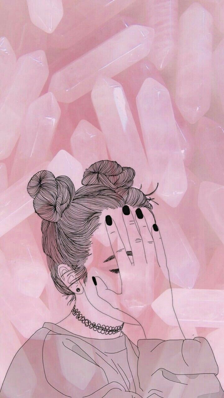 fond d'écran iphone fille tumblr,rose,dessin,illustration,art,esquisser