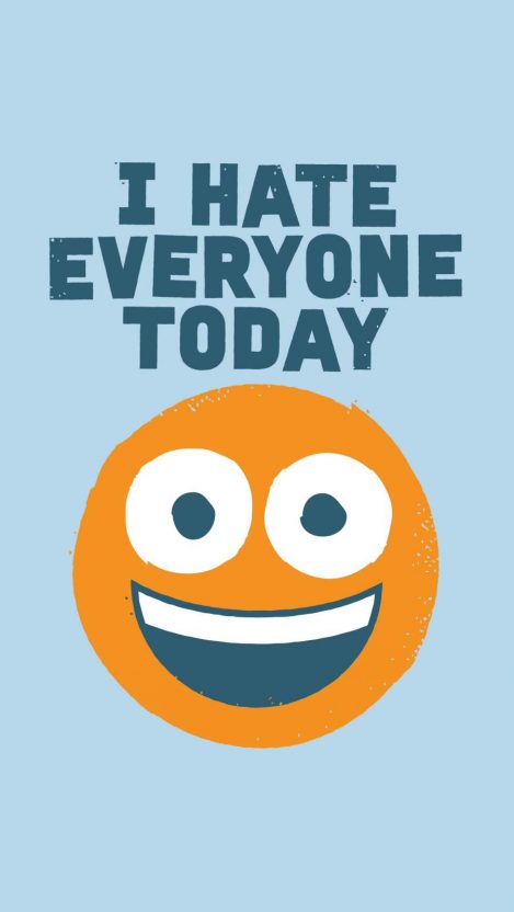 i hate everyone wallpaper,emoticon,orange,facial expression,smile,text