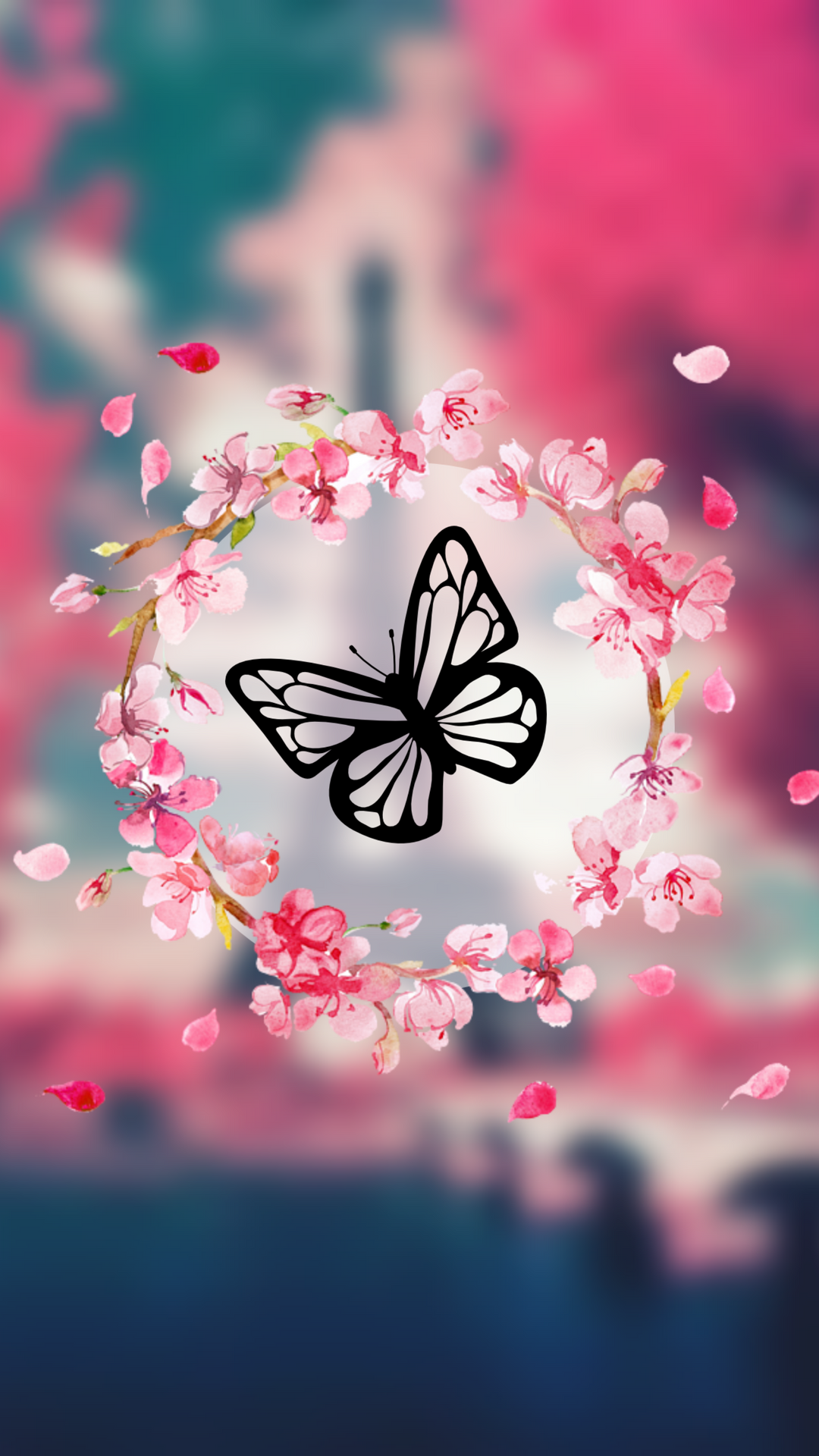 aplicativo 드 벽지,분홍,나비,봄,하늘,그래픽 디자인