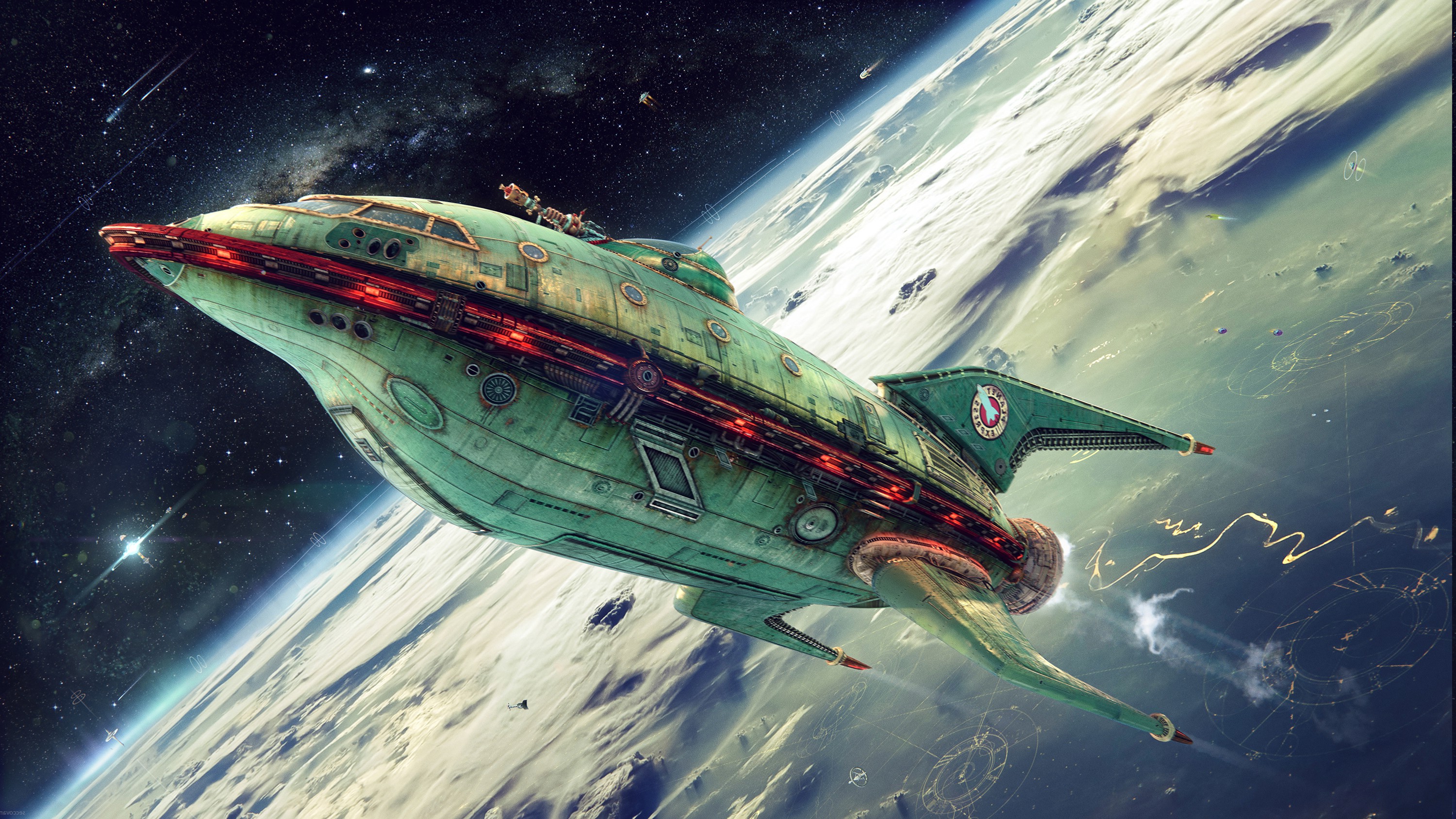 planet express wallpaper,spacecraft,space,vehicle,illustration,outer space