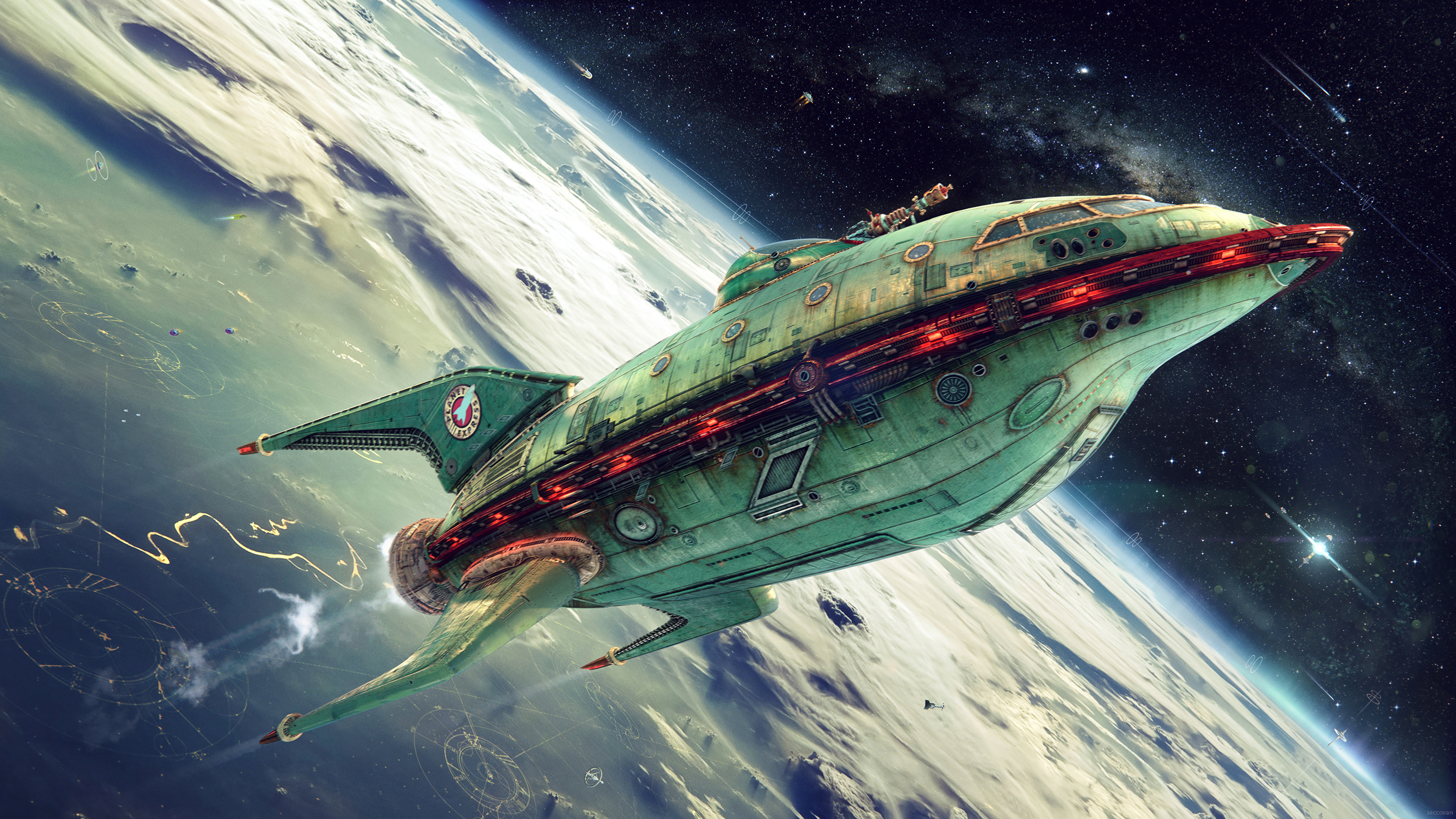 planet express wallpaper,spacecraft,vehicle,space,outer space,illustration