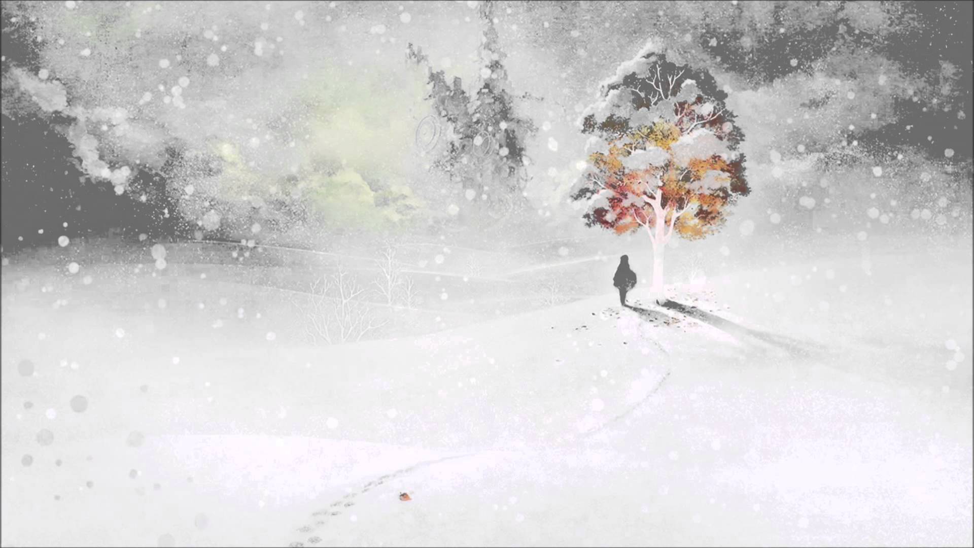 i am setsuna wallpaper,watercolor paint,snow,winter,winter storm,illustration