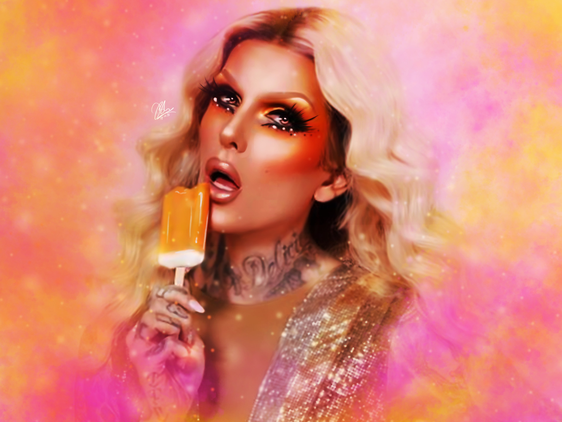 jeffree star wallpaper,pink,beauty,lip,nose,cg artwork