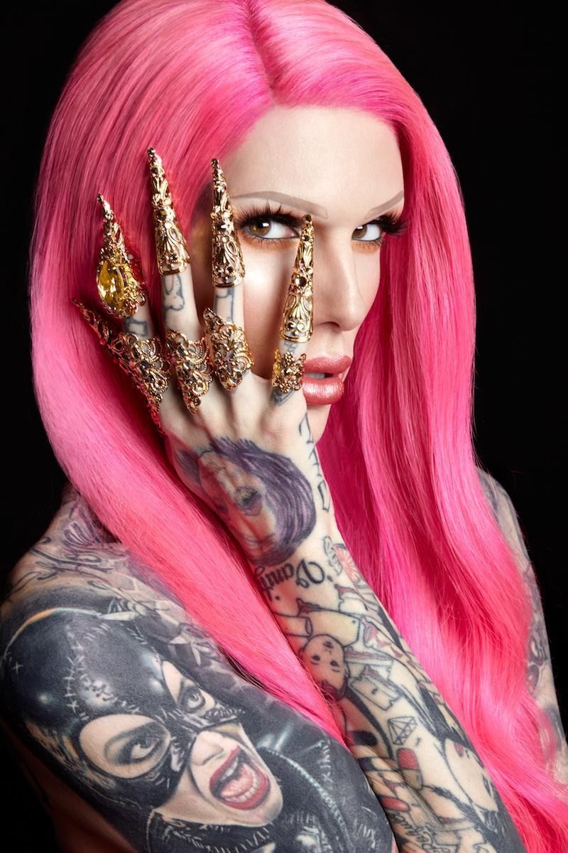 jeffree star wallpaper,hair,face,tattoo,pink,head