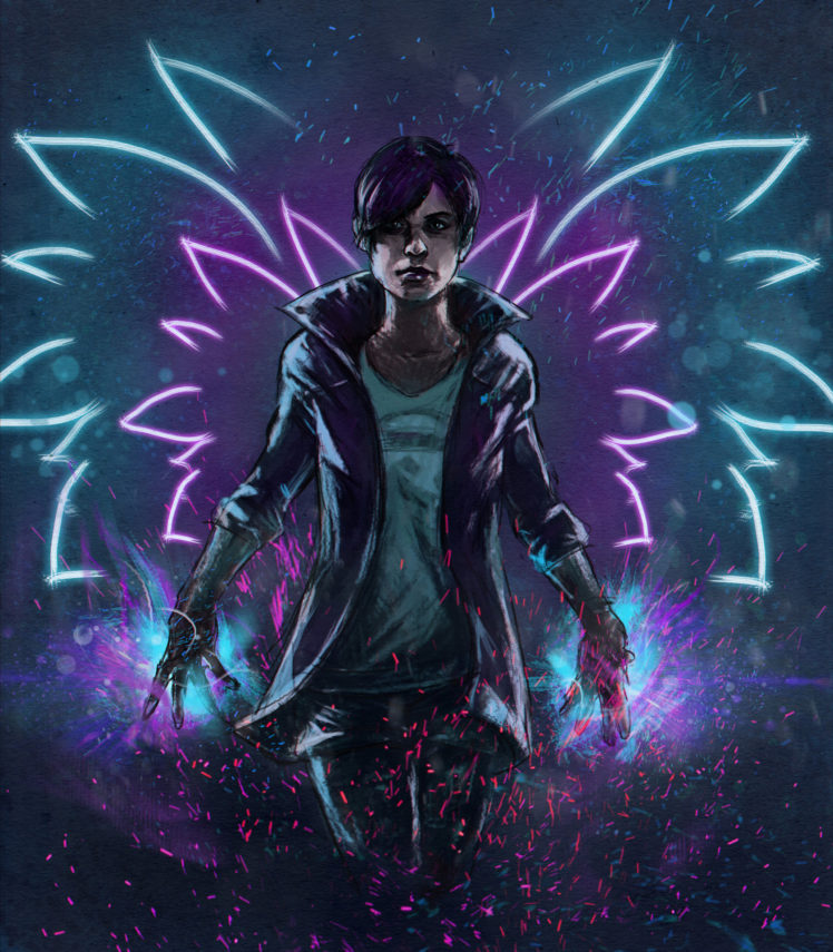 infamous second son wallpaper hd,purple,violet,darkness,graphic design,fictional character